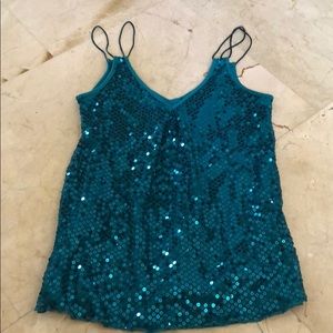 Turquoise Sequins blouse/tank